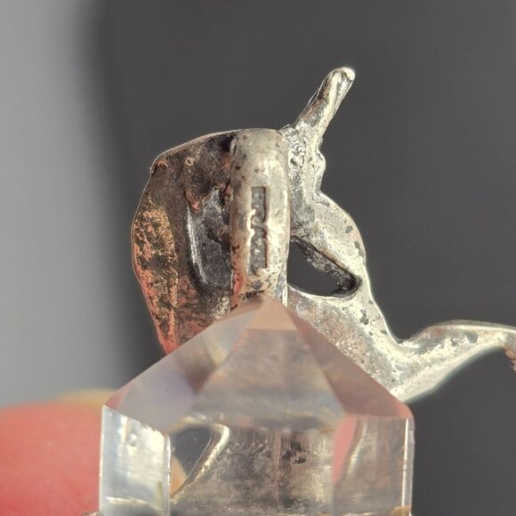 VTG Sterling Silver Unicorn Pendant 2" Clear Quartz Point Brazil Fantasy Crystal - Picture 6 of 12